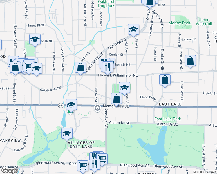 map of restaurants, bars, coffee shops, grocery stores, and more near 56 2nd Avenue Southeast in Atlanta