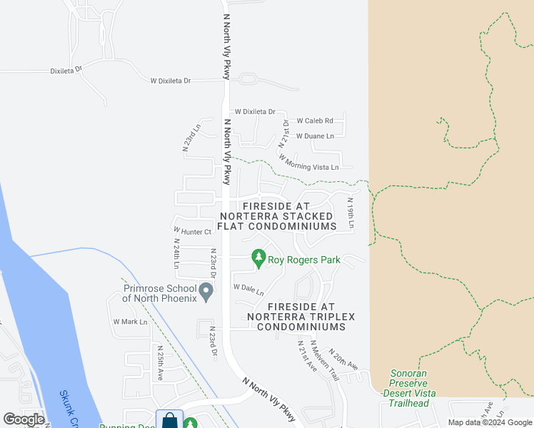 map of restaurants, bars, coffee shops, grocery stores, and more near 2126 West Hunter Court in Phoenix