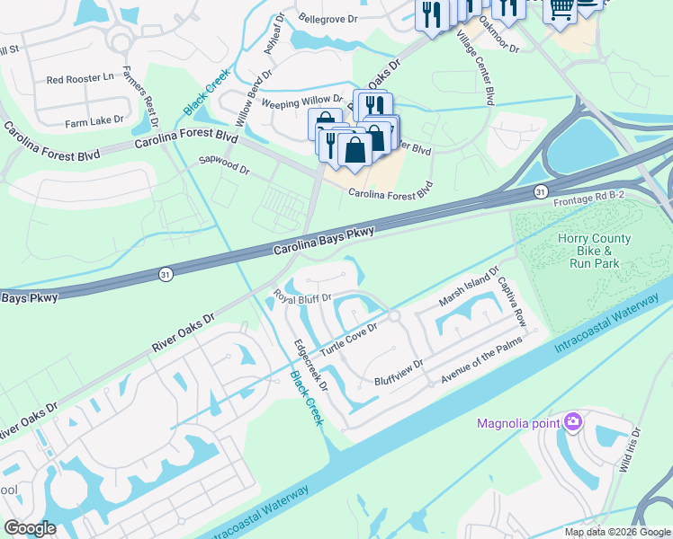 map of restaurants, bars, coffee shops, grocery stores, and more near 8008 Bird Key Court in Myrtle Beach