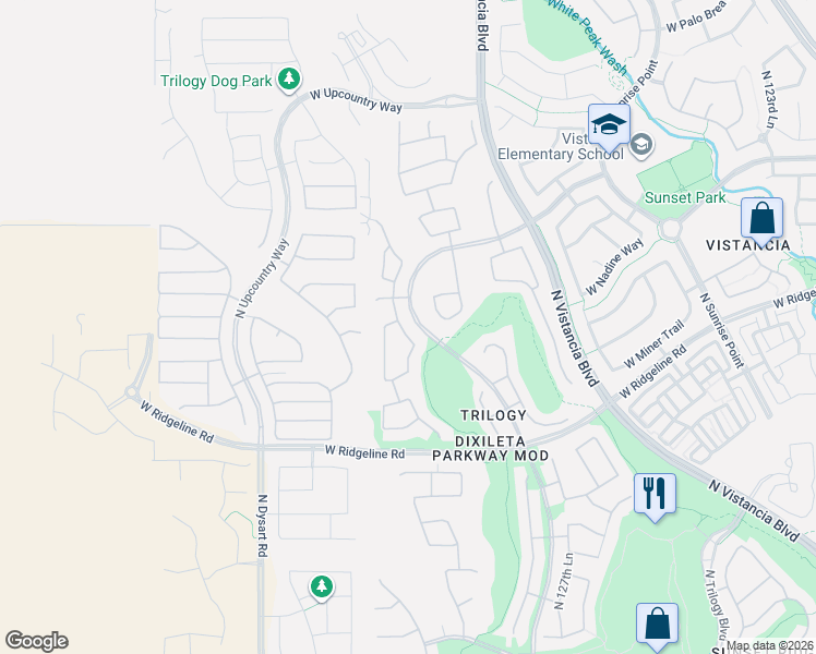 map of restaurants, bars, coffee shops, grocery stores, and more near 29431 North 130th Drive in Peoria