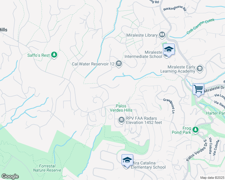 map of restaurants, bars, coffee shops, grocery stores, and more near 5 Open Brand Road in Rolling Hills