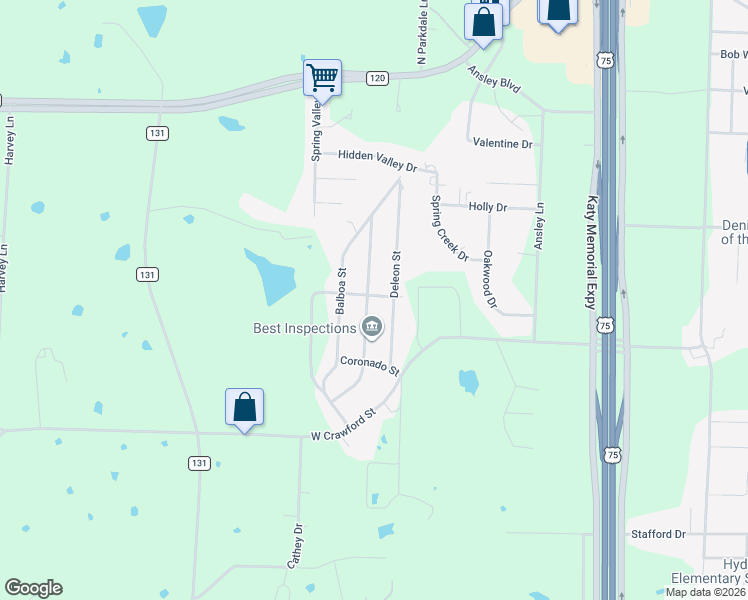 map of restaurants, bars, coffee shops, grocery stores, and more near 900 Cortez Street in Denison
