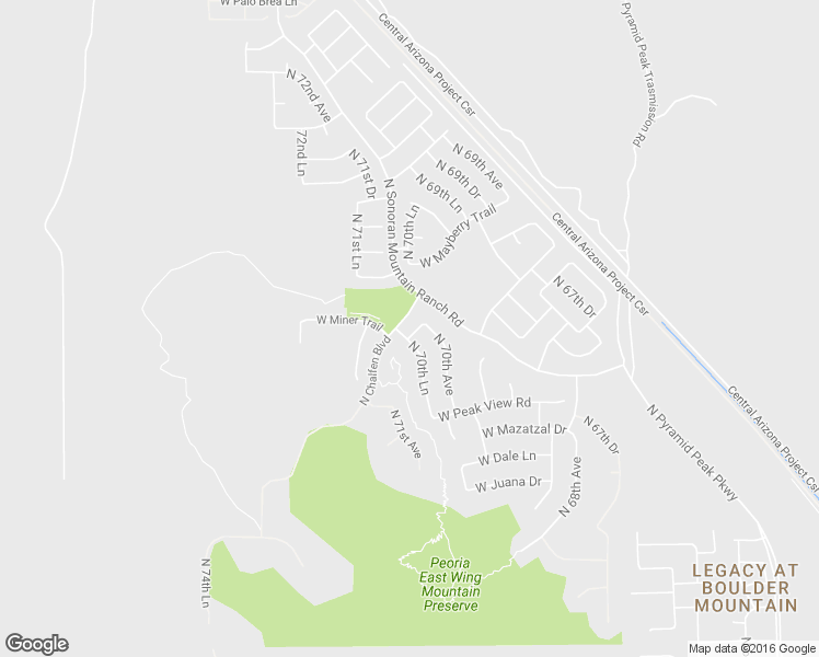 map of restaurants, bars, coffee shops, grocery stores, and more near 7042 West Miner Trail in Peoria