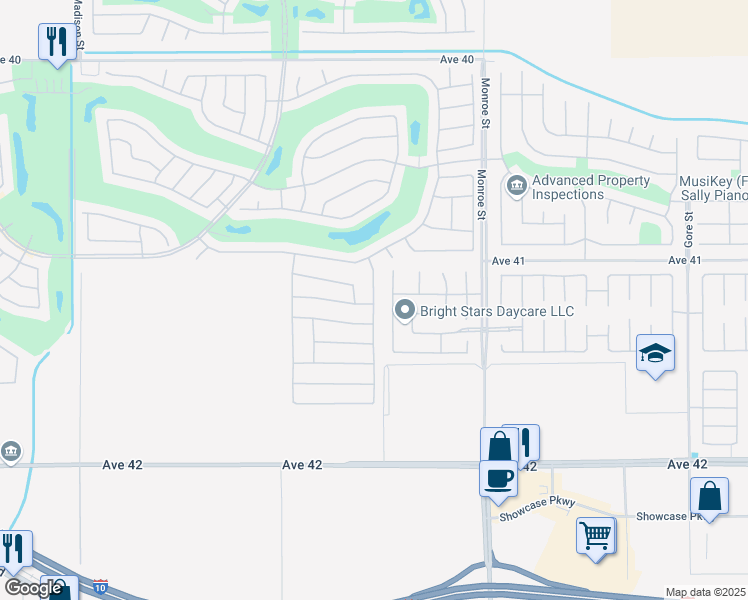 map of restaurants, bars, coffee shops, grocery stores, and more near 41238 Calle Pueblo in Indio