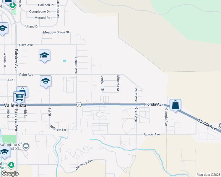 map of restaurants, bars, coffee shops, grocery stores, and more near 44783 Cornish Avenue in Hemet
