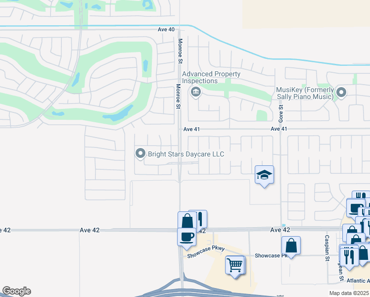 map of restaurants, bars, coffee shops, grocery stores, and more near 41189 Langley Court in Indio
