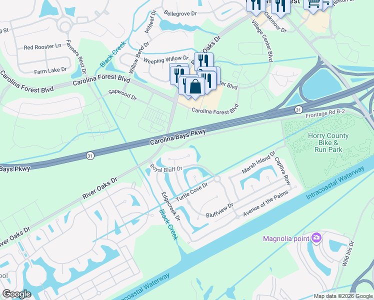 map of restaurants, bars, coffee shops, grocery stores, and more near 8008 Bird Key Court in Myrtle Beach