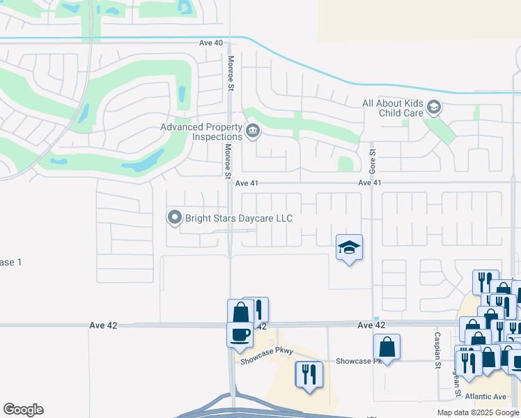 map of restaurants, bars, coffee shops, grocery stores, and more near 41182 Rosedale Street in Indio