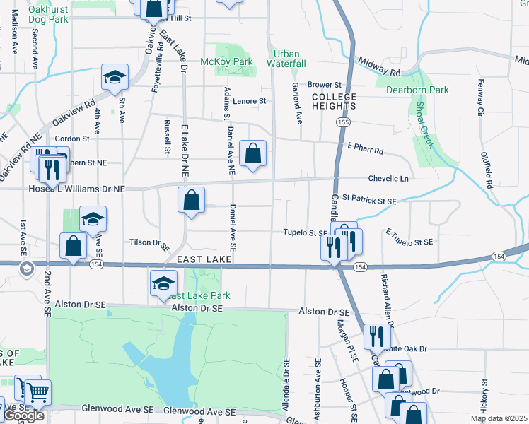 map of restaurants, bars, coffee shops, grocery stores, and more near 2759 Arbor Avenue Southeast in Atlanta