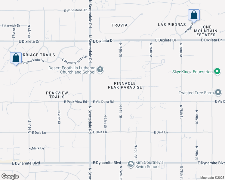 map of restaurants, bars, coffee shops, grocery stores, and more near 29194 North 74th Street in Scottsdale