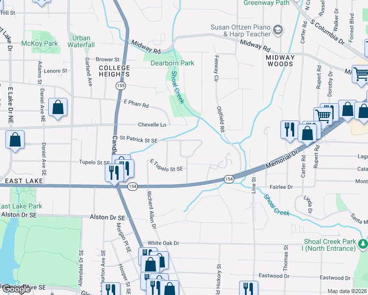 map of restaurants, bars, coffee shops, grocery stores, and more near 2659 Patrick Court Southeast in Atlanta