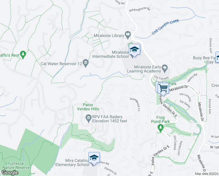 map of restaurants, bars, coffee shops, grocery stores, and more near 3268 Crownview Drive in Rancho Palos Verdes