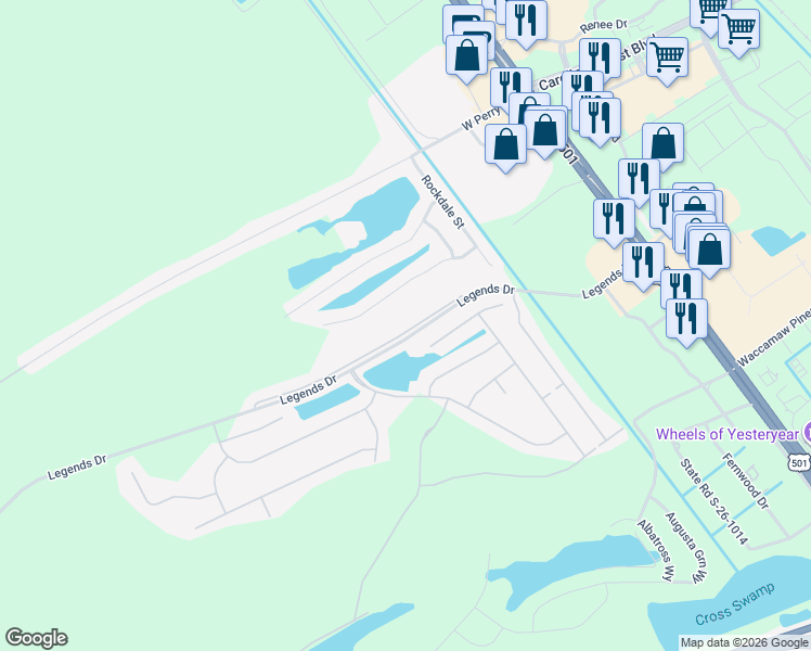 map of restaurants, bars, coffee shops, grocery stores, and more near 1144 Cycad Drive in Myrtle Beach