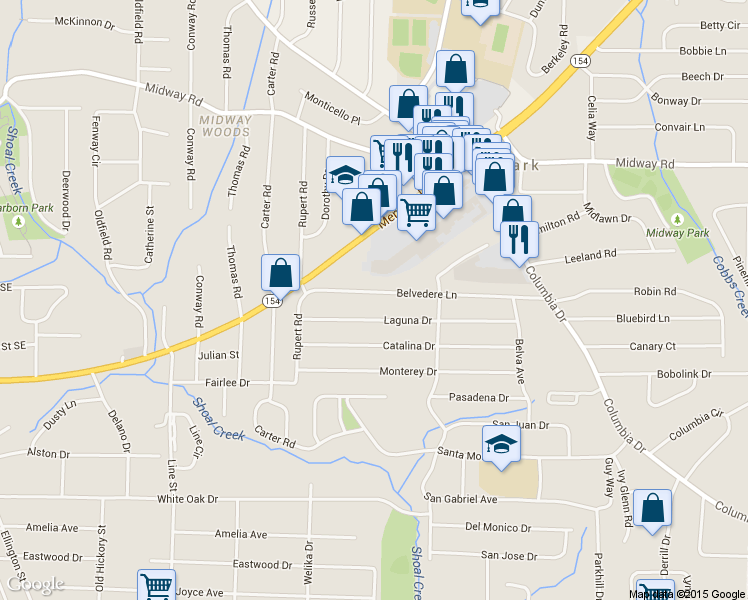 map of restaurants, bars, coffee shops, grocery stores, and more near 2897 Belvedere Lane in Decatur