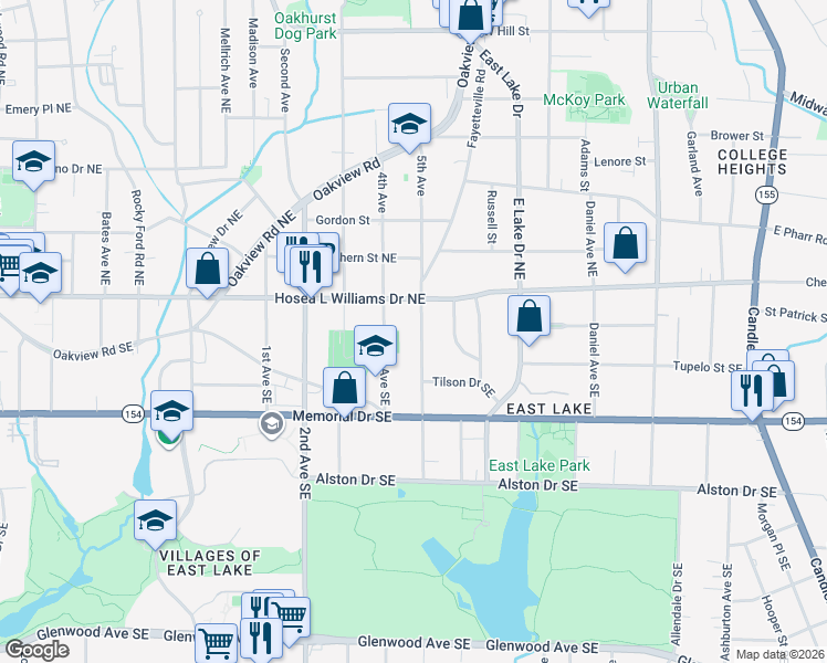 map of restaurants, bars, coffee shops, grocery stores, and more near 61 Carter Avenue Southeast in Atlanta