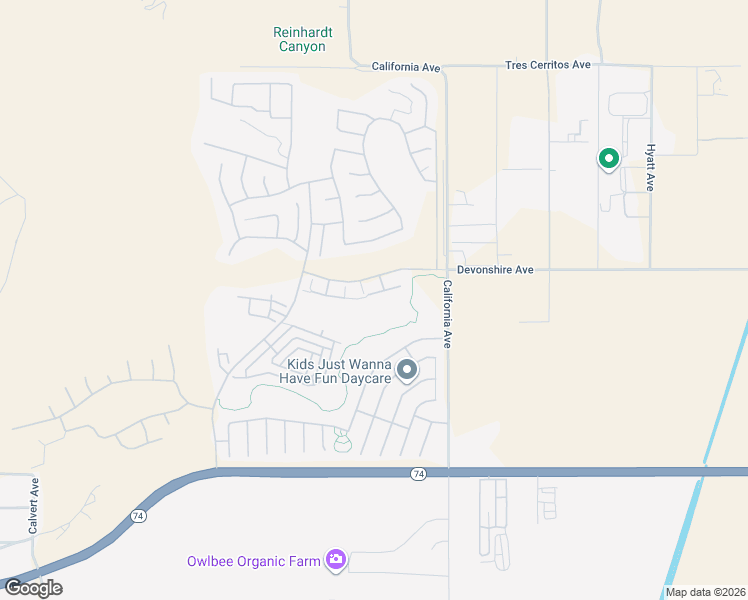 map of restaurants, bars, coffee shops, grocery stores, and more near 7805 Couples Way in Hemet
