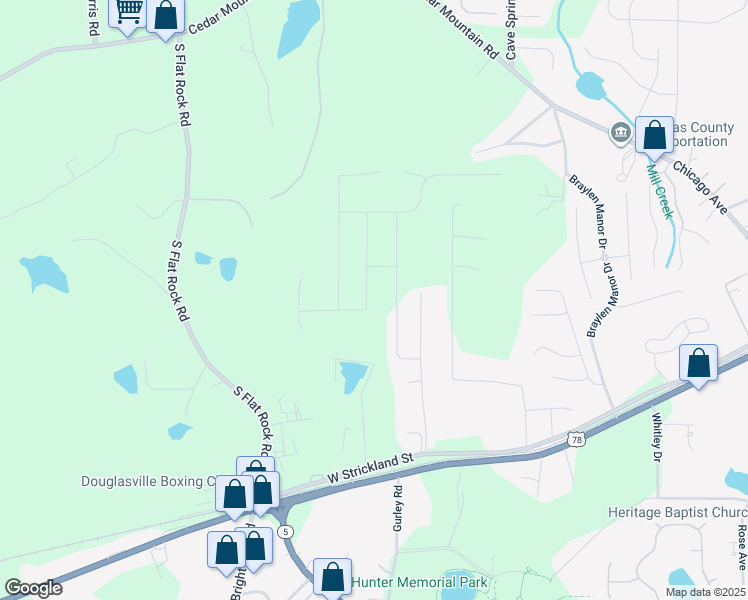 map of restaurants, bars, coffee shops, grocery stores, and more near 7243 Lacey Drive in Douglasville