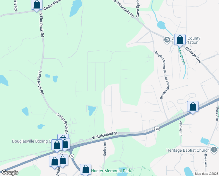 map of restaurants, bars, coffee shops, grocery stores, and more near 7244 Ashley Falls in Douglasville