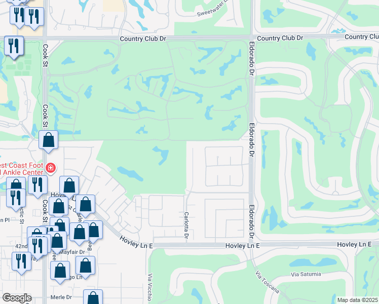 map of restaurants, bars, coffee shops, grocery stores, and more near 41175 Carlotta Drive in Palm Desert