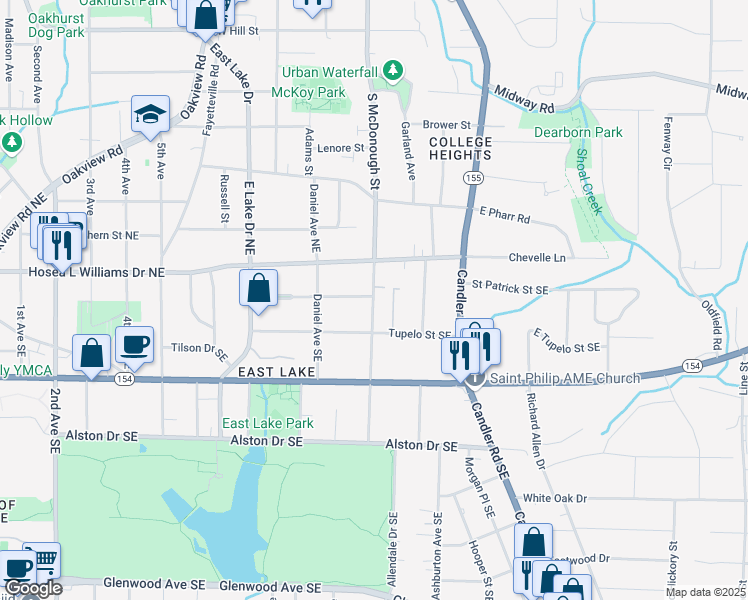 map of restaurants, bars, coffee shops, grocery stores, and more near 68 Spence Avenue Southeast in Atlanta