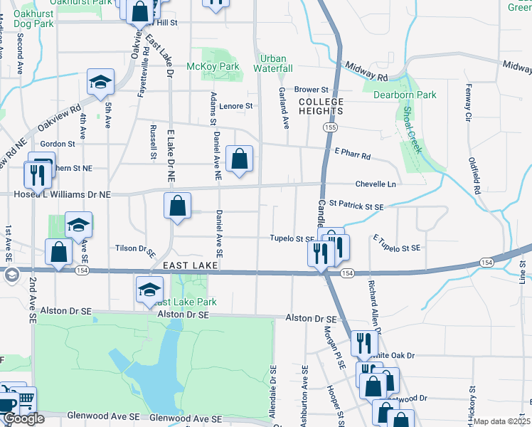 map of restaurants, bars, coffee shops, grocery stores, and more near 68 Spence Avenue Southeast in Atlanta