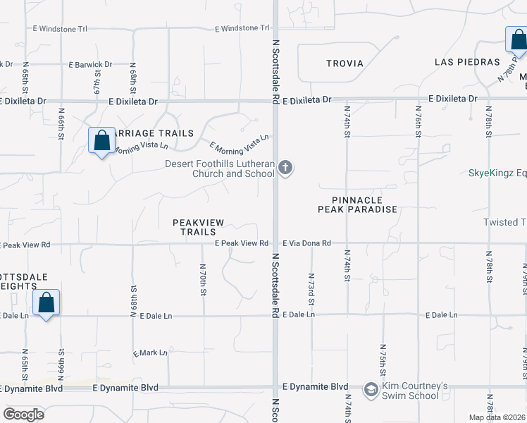 map of restaurants, bars, coffee shops, grocery stores, and more near 7128 East Balancing Rock Road in Scottsdale