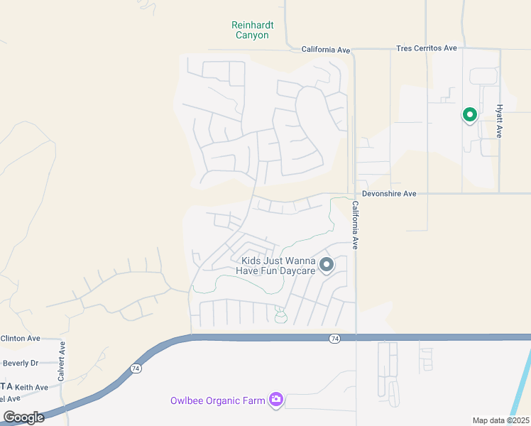 map of restaurants, bars, coffee shops, grocery stores, and more near 8031 Mickelson Way in Hemet