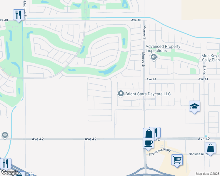 map of restaurants, bars, coffee shops, grocery stores, and more near 41141 Calle Pueblo in Indio