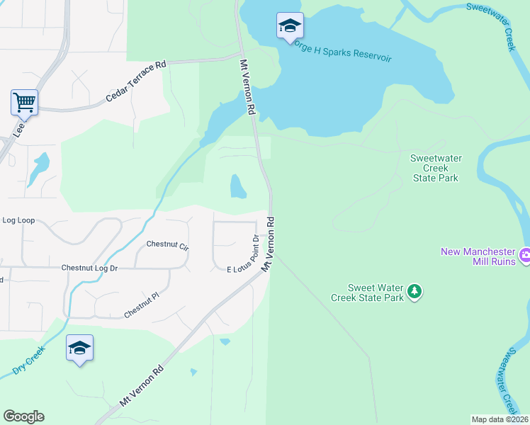 map of restaurants, bars, coffee shops, grocery stores, and more near 2005 Mount Vernon Road in Lithia Springs