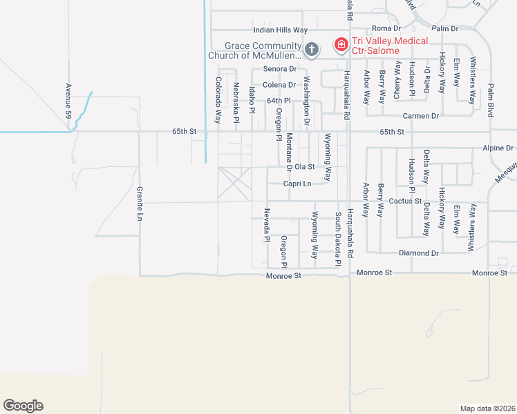 map of restaurants, bars, coffee shops, grocery stores, and more near 66662 Cactus Street in Salome