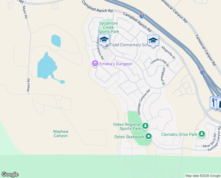 map of restaurants, bars, coffee shops, grocery stores, and more near 10885 Clover Circle in Corona