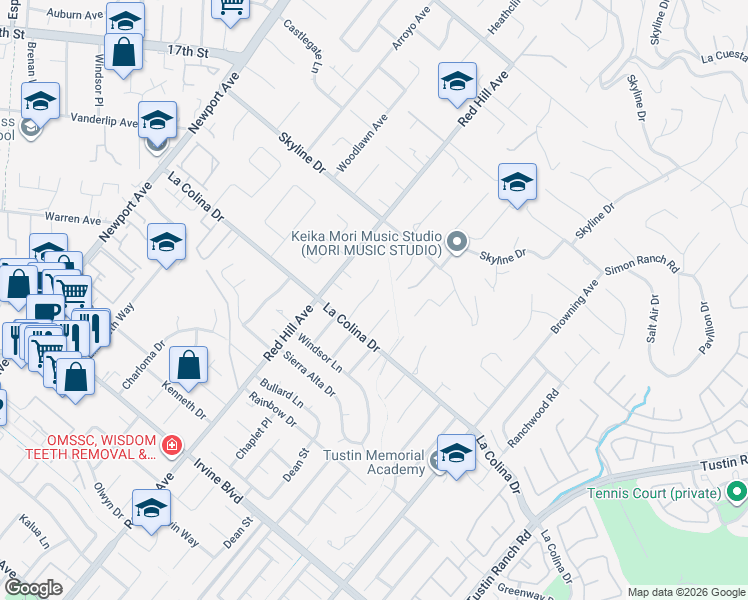 map of restaurants, bars, coffee shops, grocery stores, and more near 12412 Country Lane in Santa Ana