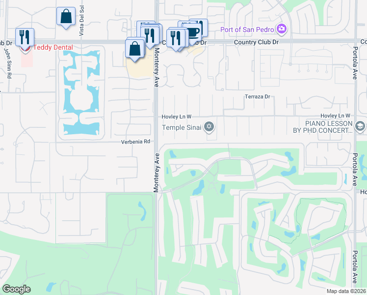map of restaurants, bars, coffee shops, grocery stores, and more near 167 Las Lomas in Palm Desert