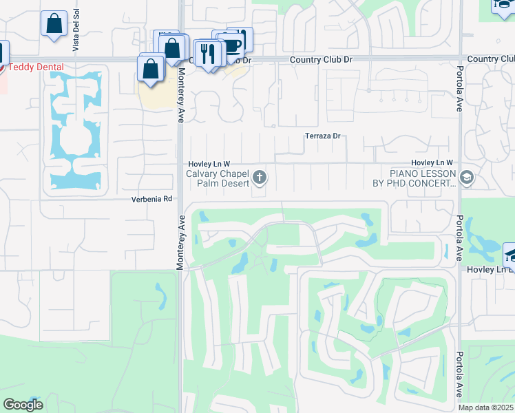 map of restaurants, bars, coffee shops, grocery stores, and more near 217 Las Lomas in Palm Desert