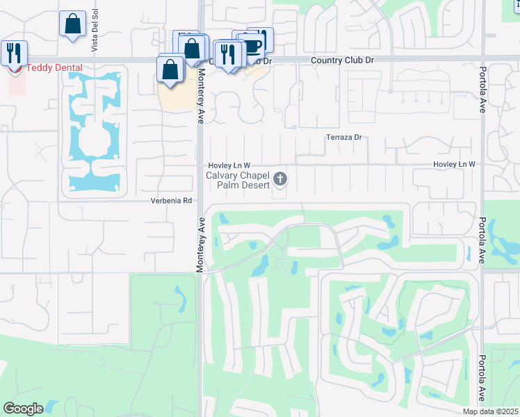 map of restaurants, bars, coffee shops, grocery stores, and more near 217 Las Lomas in Palm Desert