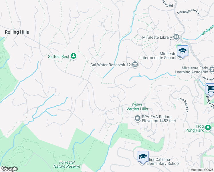 map of restaurants, bars, coffee shops, grocery stores, and more near 79 Eastfield Drive in Rolling Hills