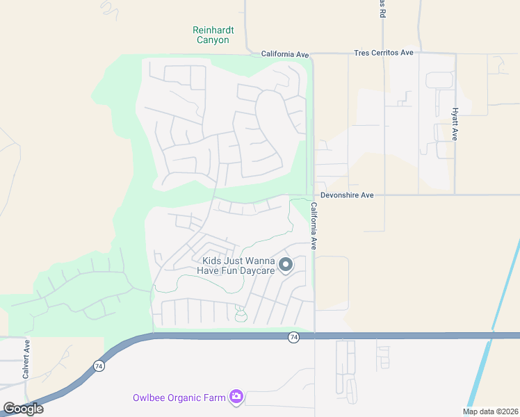 map of restaurants, bars, coffee shops, grocery stores, and more near 7810 Couples Way in Hemet