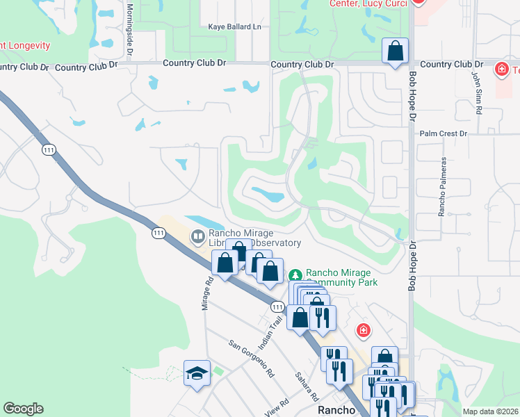 map of restaurants, bars, coffee shops, grocery stores, and more near 24 Palma Drive in Rancho Mirage