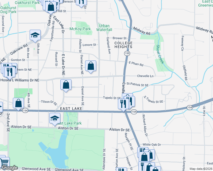 map of restaurants, bars, coffee shops, grocery stores, and more near 76 Spence Avenue Southeast in Atlanta