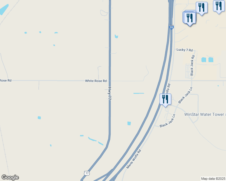 map of restaurants, bars, coffee shops, grocery stores, and more near 22075 U.S. 77 in Thackerville