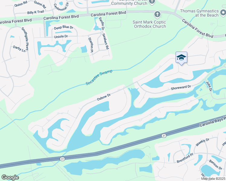 map of restaurants, bars, coffee shops, grocery stores, and more near 676 Oxbow Drive in Myrtle Beach