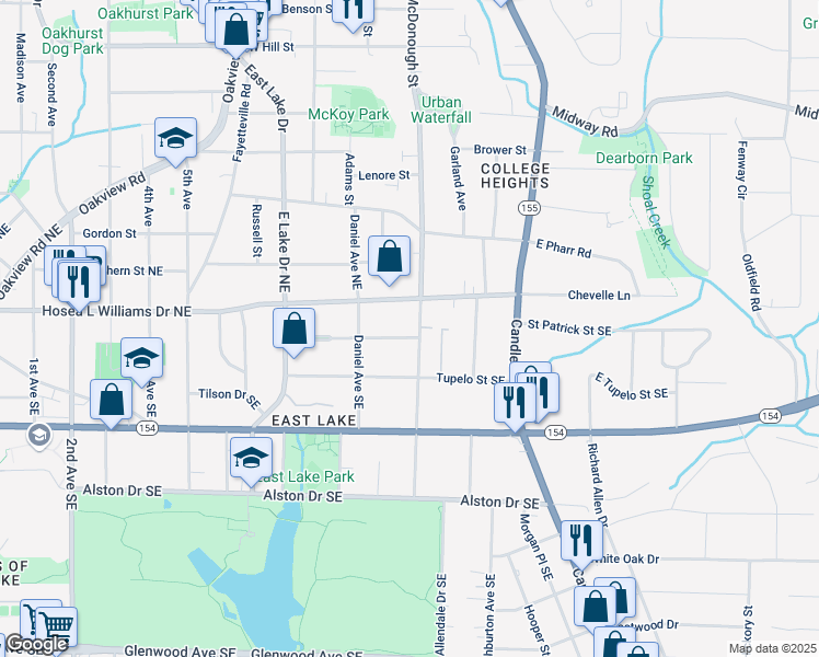 map of restaurants, bars, coffee shops, grocery stores, and more near 2762 Arbor Avenue Southeast in Atlanta
