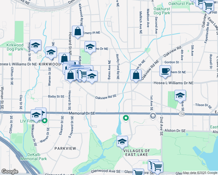 map of restaurants, bars, coffee shops, grocery stores, and more near 38 Bates Avenue Southeast in Atlanta