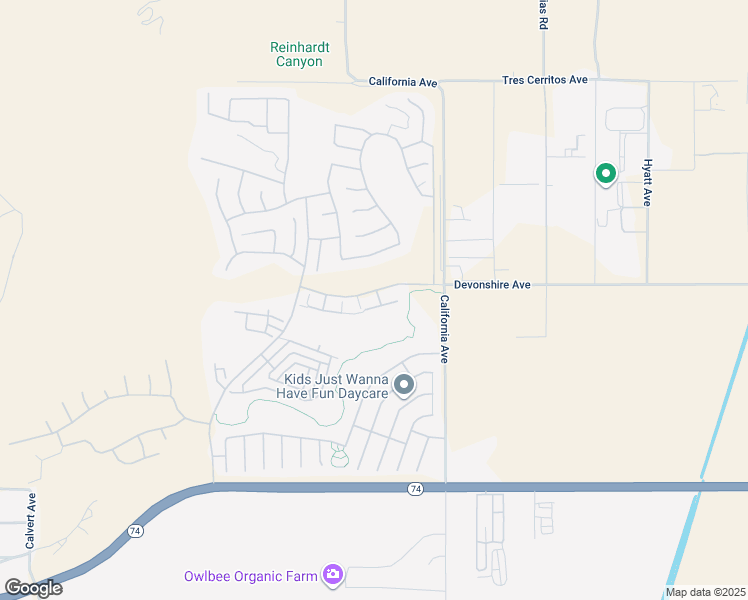 map of restaurants, bars, coffee shops, grocery stores, and more near 233 Carner Lane in Hemet