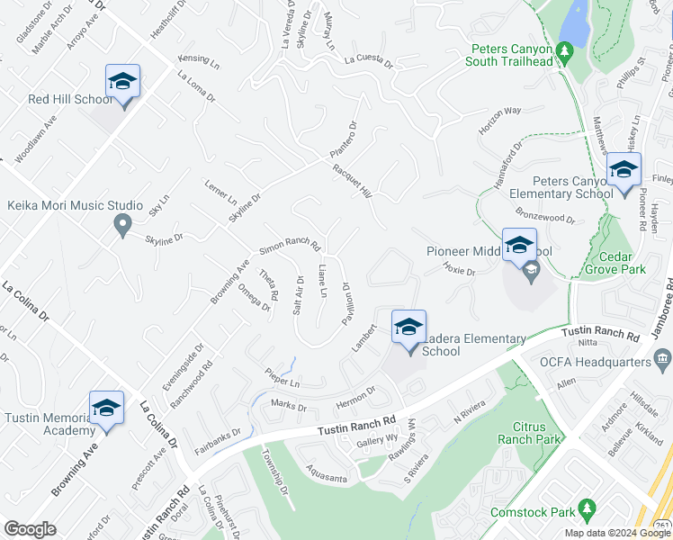 map of restaurants, bars, coffee shops, grocery stores, and more near 2202 Pavillion Drive in Santa Ana