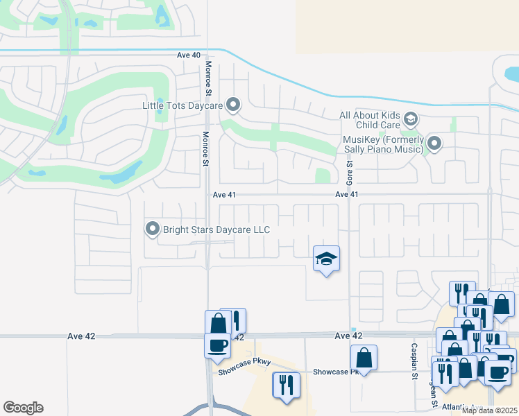 map of restaurants, bars, coffee shops, grocery stores, and more near 41097 Maiden Court in Indio