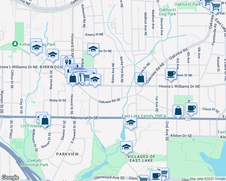 map of restaurants, bars, coffee shops, grocery stores, and more near 38 Bates Avenue Southeast in Atlanta