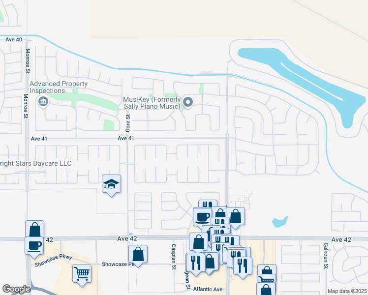 map of restaurants, bars, coffee shops, grocery stores, and more near 41097 Bank Court in Indio