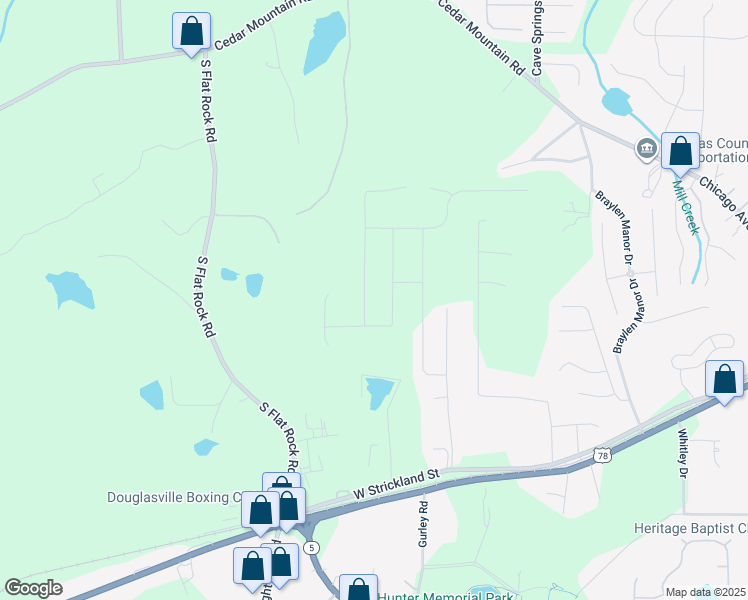 map of restaurants, bars, coffee shops, grocery stores, and more near 7247 Emma Court in Douglasville