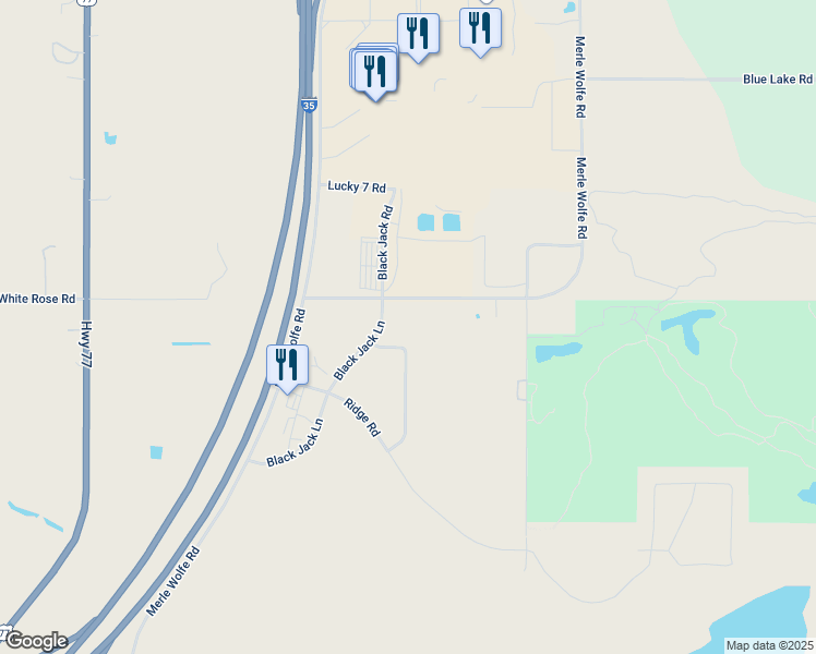 map of restaurants, bars, coffee shops, grocery stores, and more near 11255 Vegas Road in Thackerville